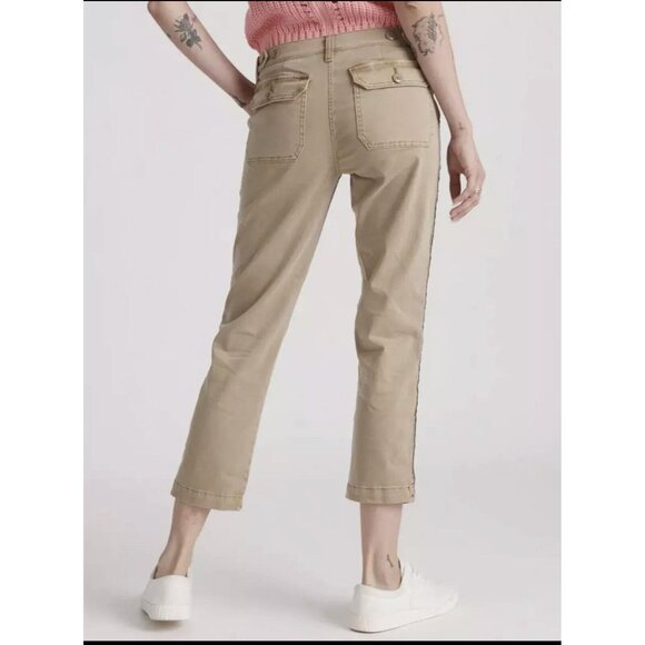 Lucky Brand Utility Boyfriend khakis crop side stripe military Pants 27 - Picture 2 of 3